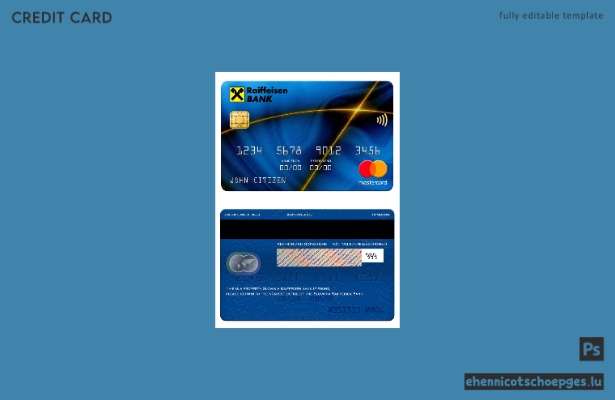 Beispielvorschau der Raiffeisen Bank Mastercard aus der Slowakei